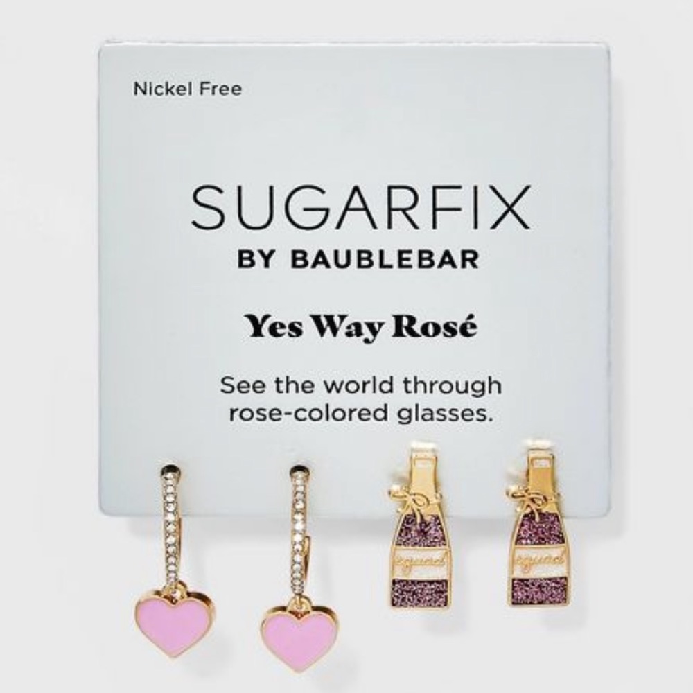 3/$25 SUGARFIX By BaubleBar ‘Yes Way Rose’ 2 Pair Statement Earrings Set